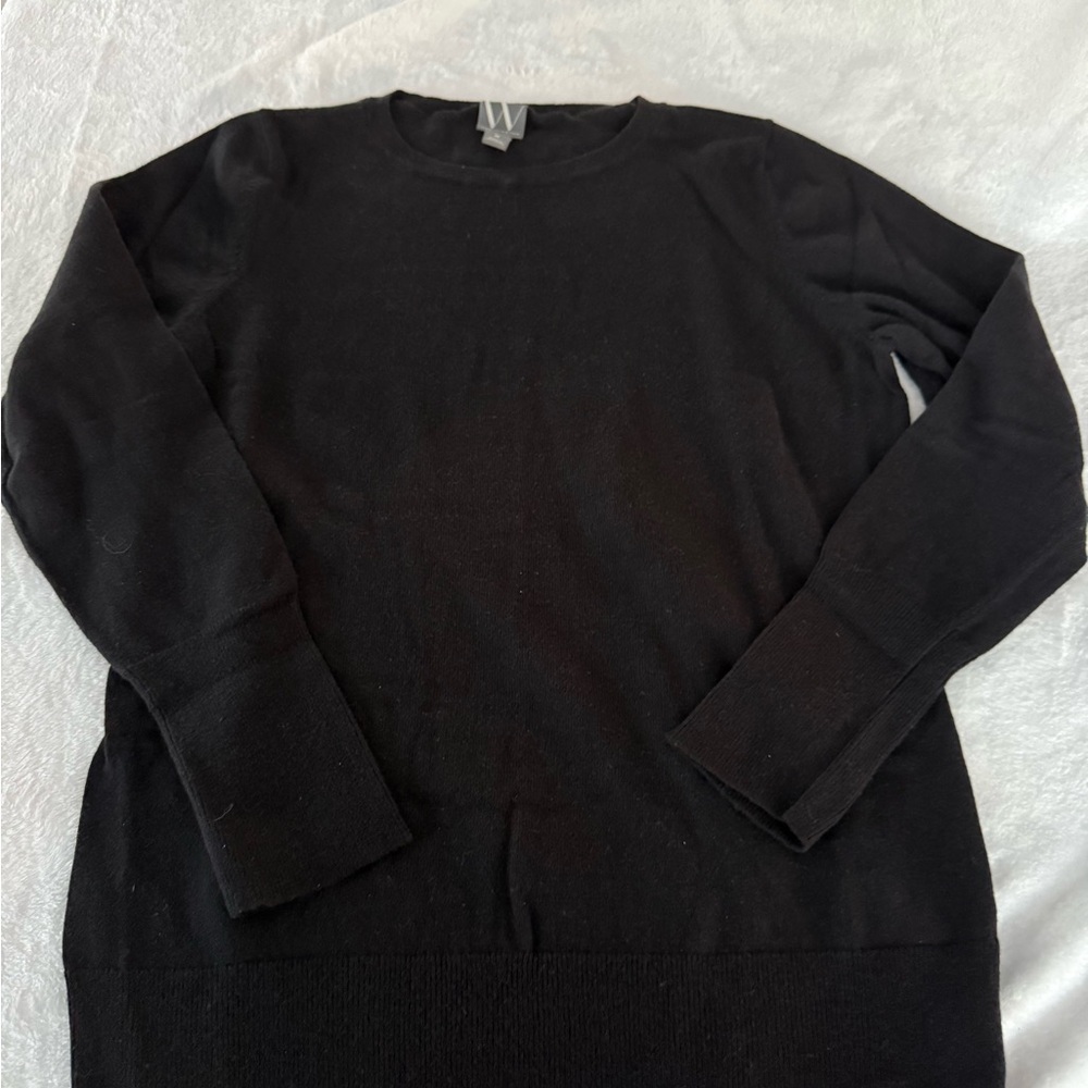 Worthington 2 Black Sweaters Pink Cream Striped Sweater 3 Lot M - Picture 3 of 10